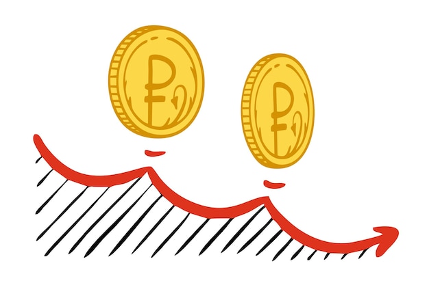 Graph showing the rising arrow of inflation impacting a stack of coins, symbolizing decreasing purchasing power.