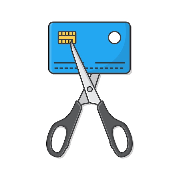 A pair of scissors cutting a credit card in half, symbolizing cutting down on discretionary spending.