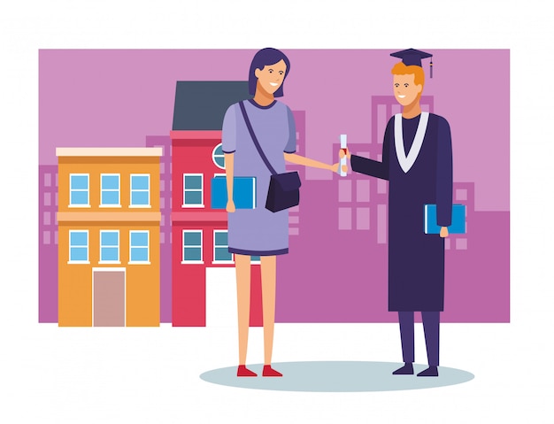 A person receiving a diploma with a smiling employer standing nearby, illustrating the mutual benefit of tuition reimbursement programs in career advancement.