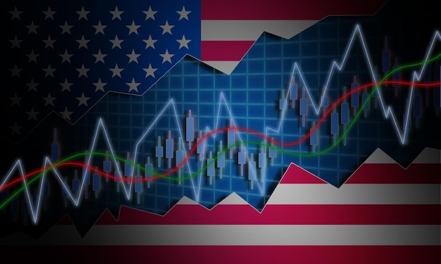 A graph showing the fluctuating values of the US stock market index (e.g., S&P 500) over a period of one month, with a visible dip immediately after the announcement of the Federal Reserve's interest rate hike.